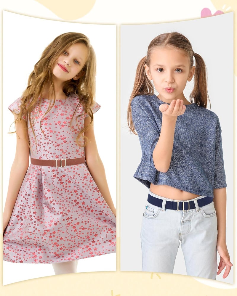 Kajeer Kids Belt for Girls,3 Pack Stretch Belts Invisible Adjustable Gold Buckle Toddler Youth Belt for Uniform Casual - Image 5